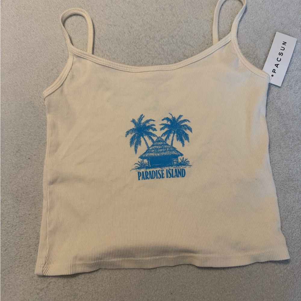PacSun Cream Camisole with Blue Paradise Graphic